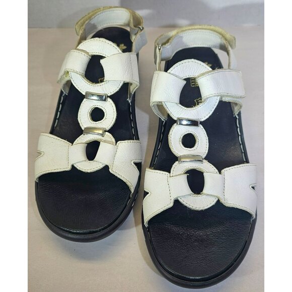 Rieker Womens White Leather Sandals With Adjustable Straps & Ring Detail size 11 - Picture 6 of 13